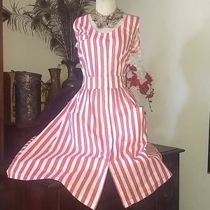 Striped  Button Up Orange Dress